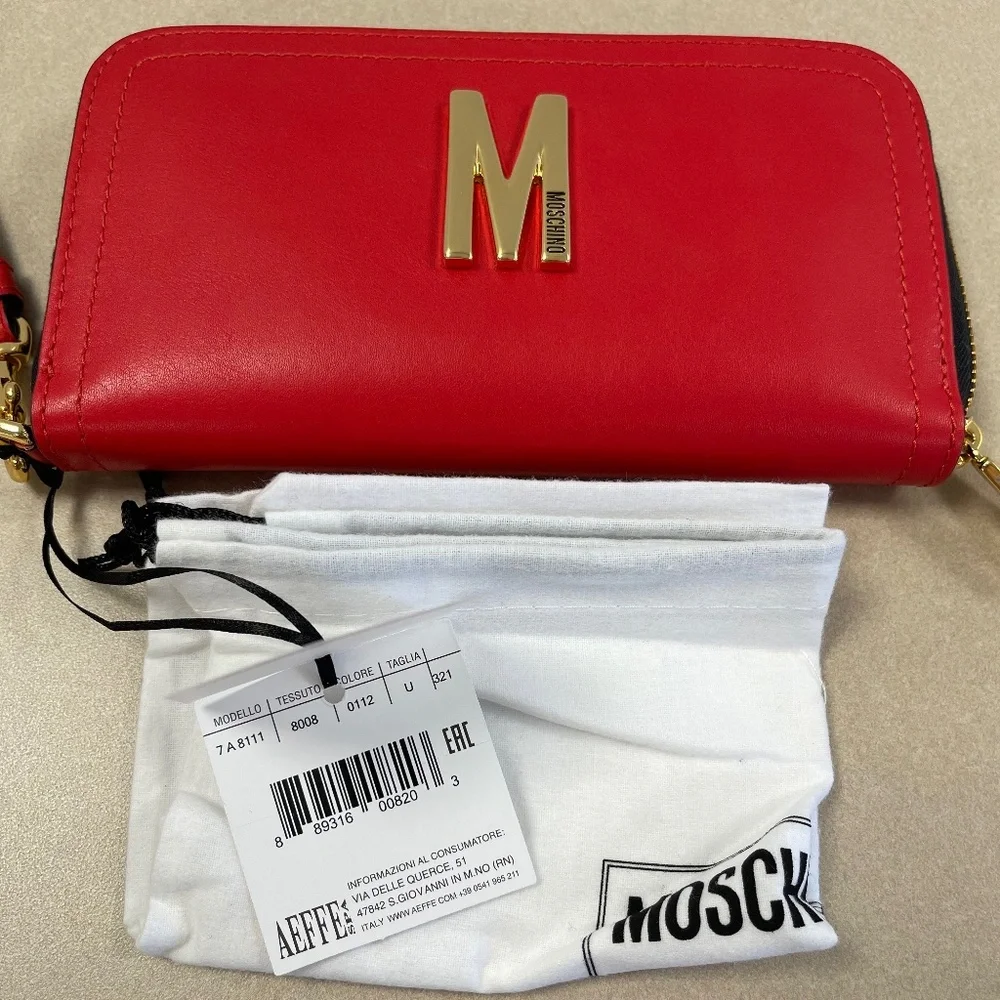 Moschino Couture Red Zip Around Large Wristlet Wallet - NWT - Picture 7 of 13